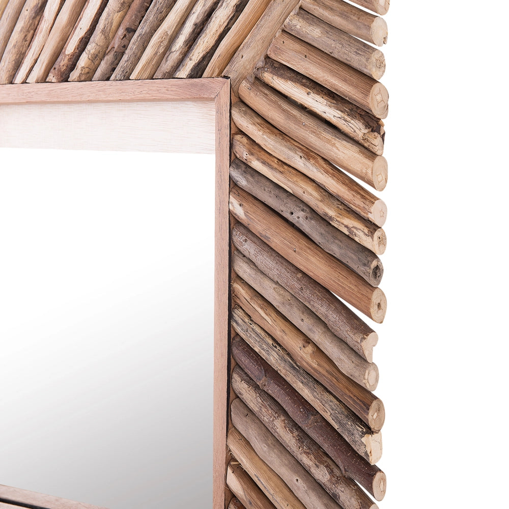 Specchio decorativo da parete in legno chiaro 61 x 61 cm in stile rustico