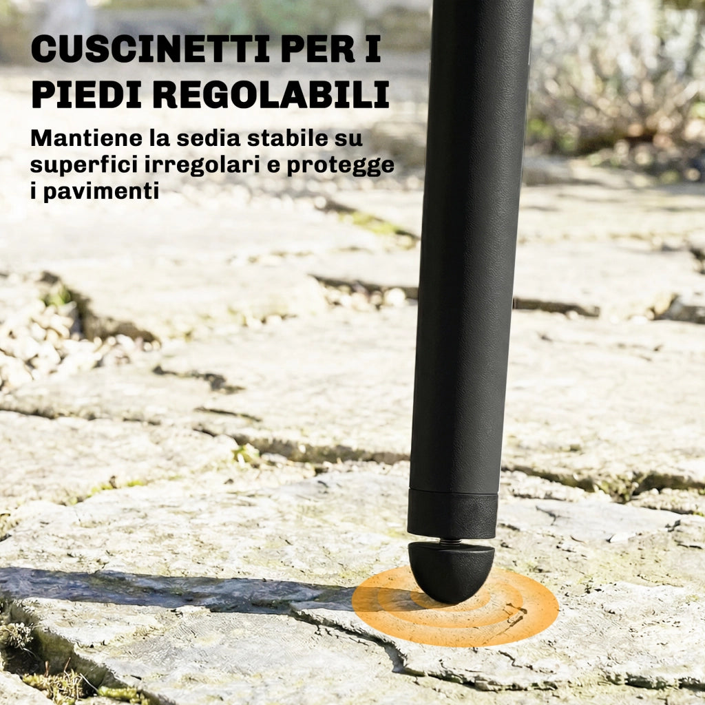 Set 4 Pezzi Sedie da Pranzo per Esterni 46x51x84,5 cm con Schienale Fessurato in Metallo e PP Nero