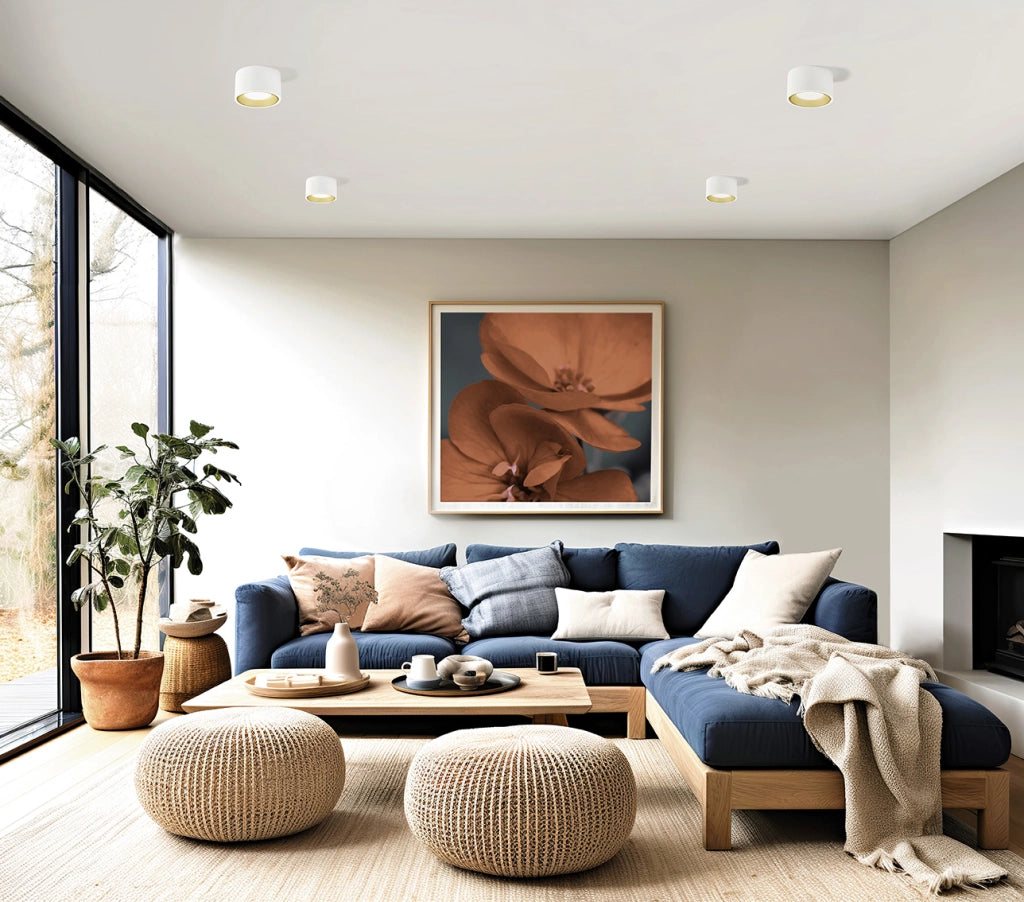 NASSO lampada da Soffitto 1 Luce Tonda in gesso e alluminio ottone  d.12cm attacco GX53