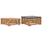 Set Tavolino Poggiapiedi Giardino Cuscino Grigio Scuro in Teak cod mxl 70690