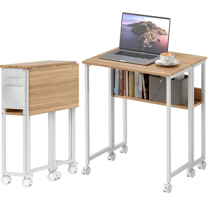 Scrivania pieghevole 63 cm con ruote e ripiano