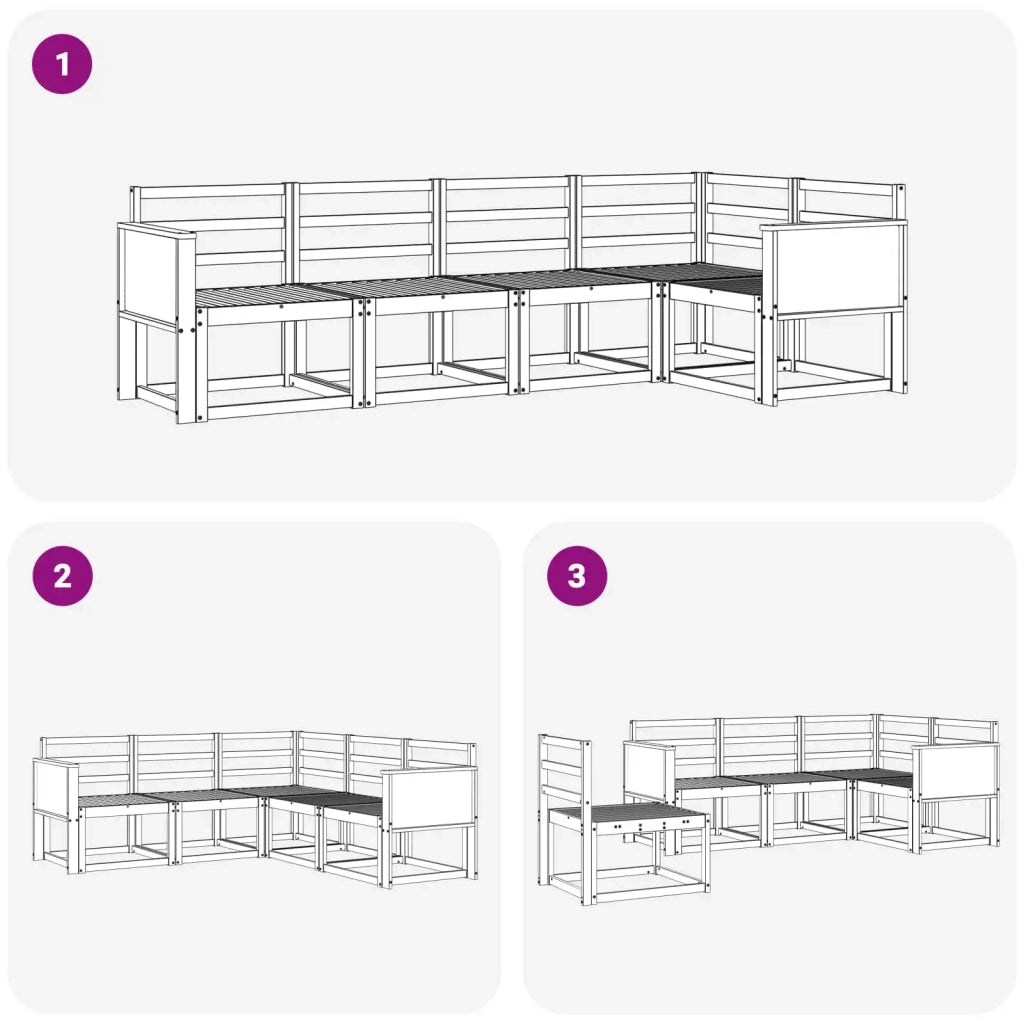 Set di divani da esterno 5 pcs Naturale