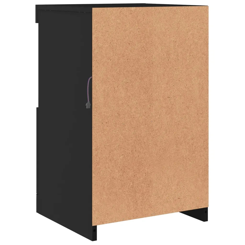 Armadietti con Luci LED 2pz Neri in Legno Multistrato 836633