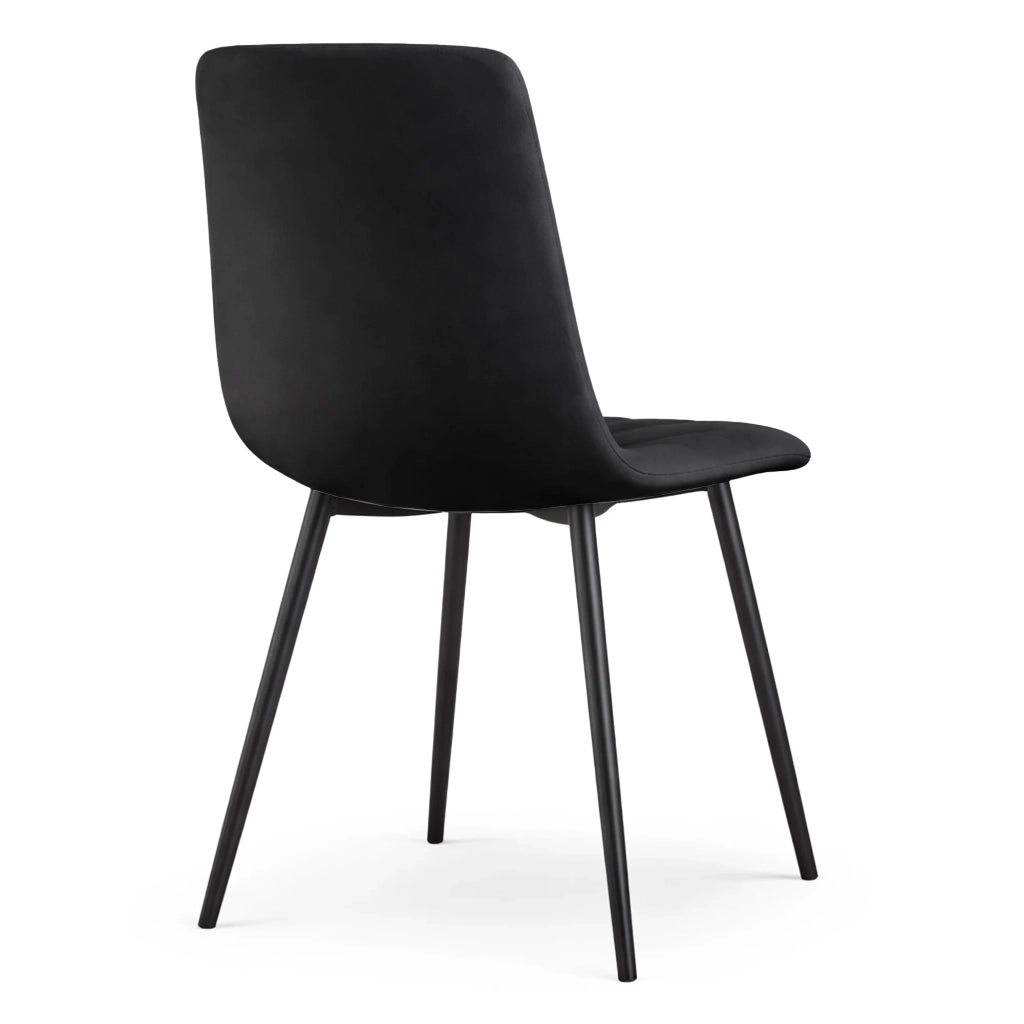 Set di 4 Sedie in velluto trapuntate LIVO Nero gambe nere