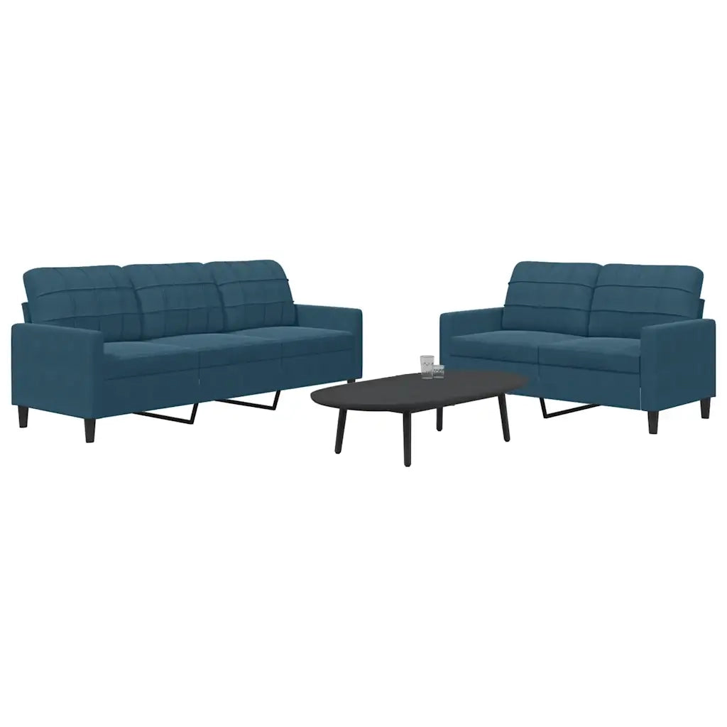 Set di Divani 2 pz con Cuscini Blu in Velluto 3278400