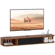 Mobile Porta TV fino 50" Sospeso con Cassetto-Credenza  per TV,2 Ripiani Aperti e Foro Passacavi,120x24x16 cm,Noce