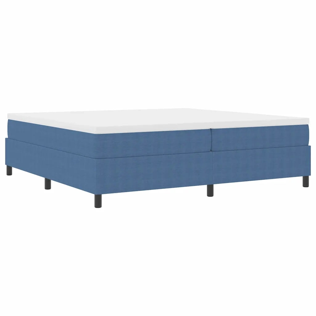 Letto a molle Blu e Bianco 200 x 200 cm Tessuto in Cords 3337485