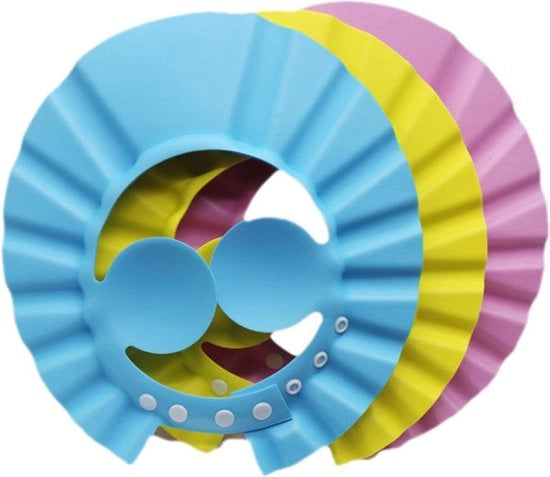 3 Set di Protezioni per Capelli per Bambini - EVA Rosa Giallo Blu - Protezione per il Bagno dei Capelli per Bambini di Età Prescolare