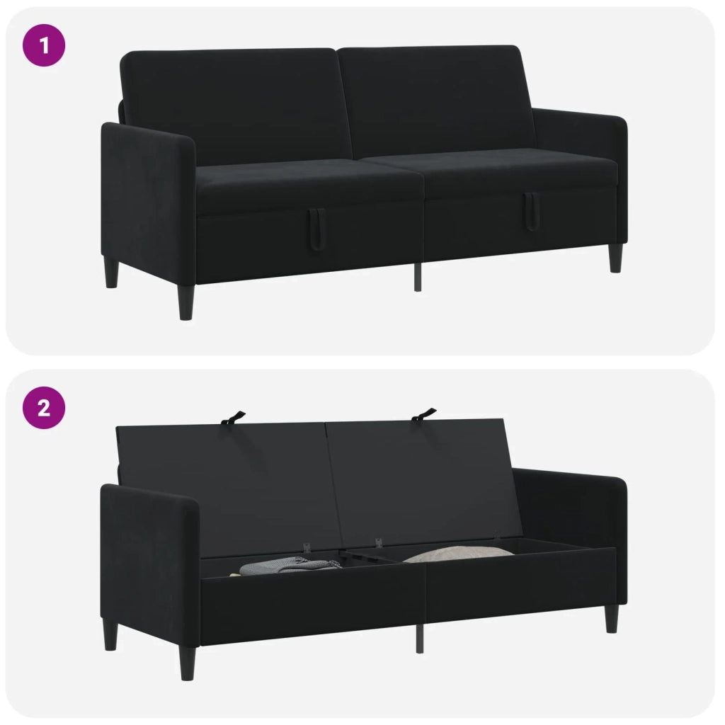 Divano con Storage Nero 192 x 78 x 87 cm Poliestere 42036995