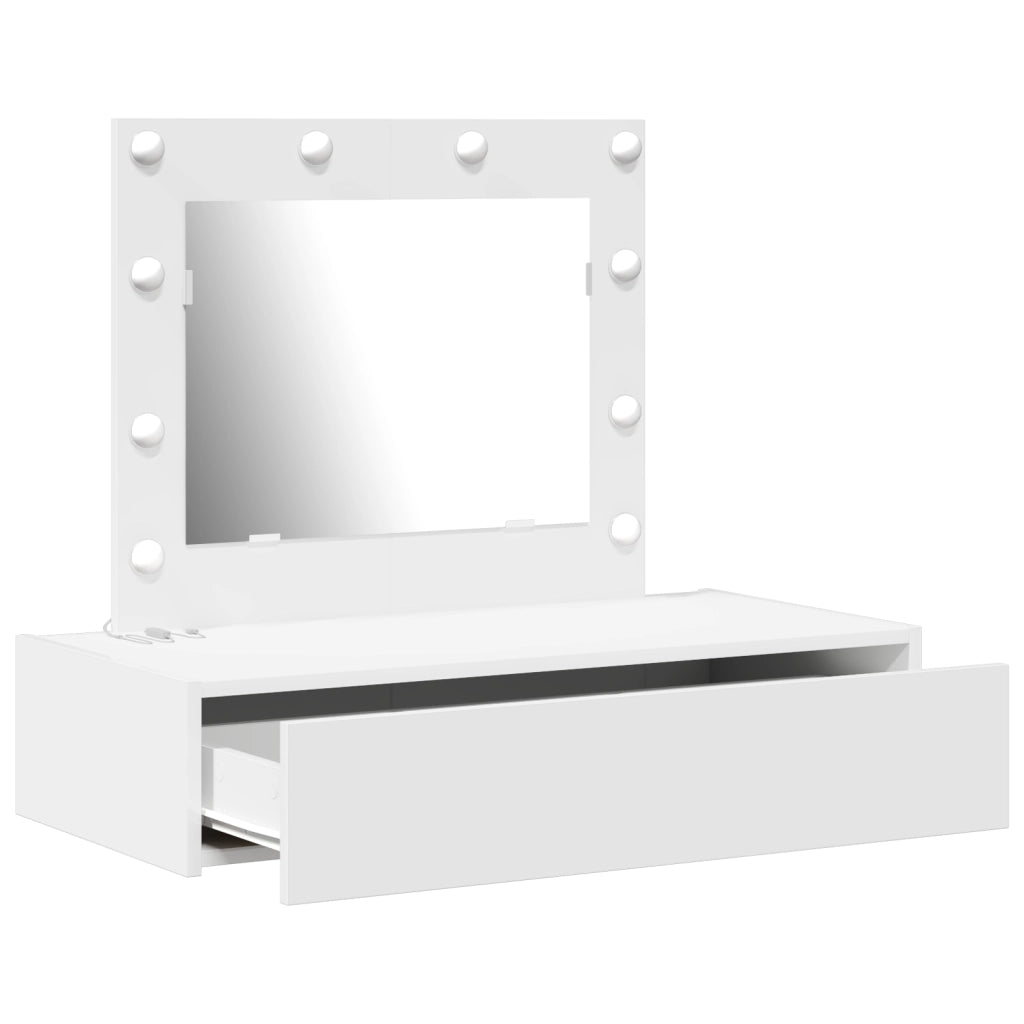 Tavolo da Toeletta Appeso al Muro con Luci LED - Bianco