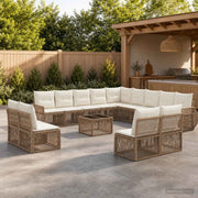 Set Divano da Giardino 14 pcs Beige e Bianco Crema polyrattan 3435585