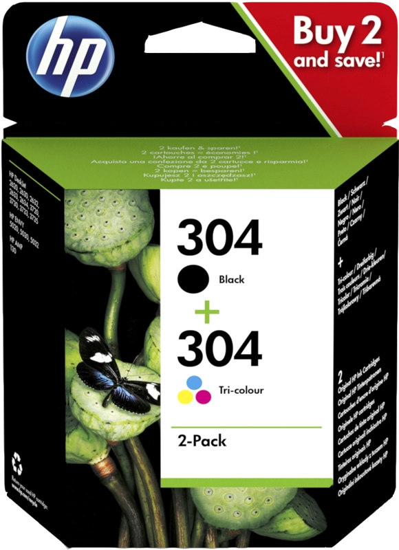 HP Confezione da 2 cartucce di inchiostro nero/in tricromia originali 304