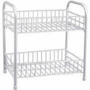 Trade Shop - Mobiletto In Metallo Porta Oggetti 2 Ripiani Bianco Scaffale Bagno 32x36cm 52530 -