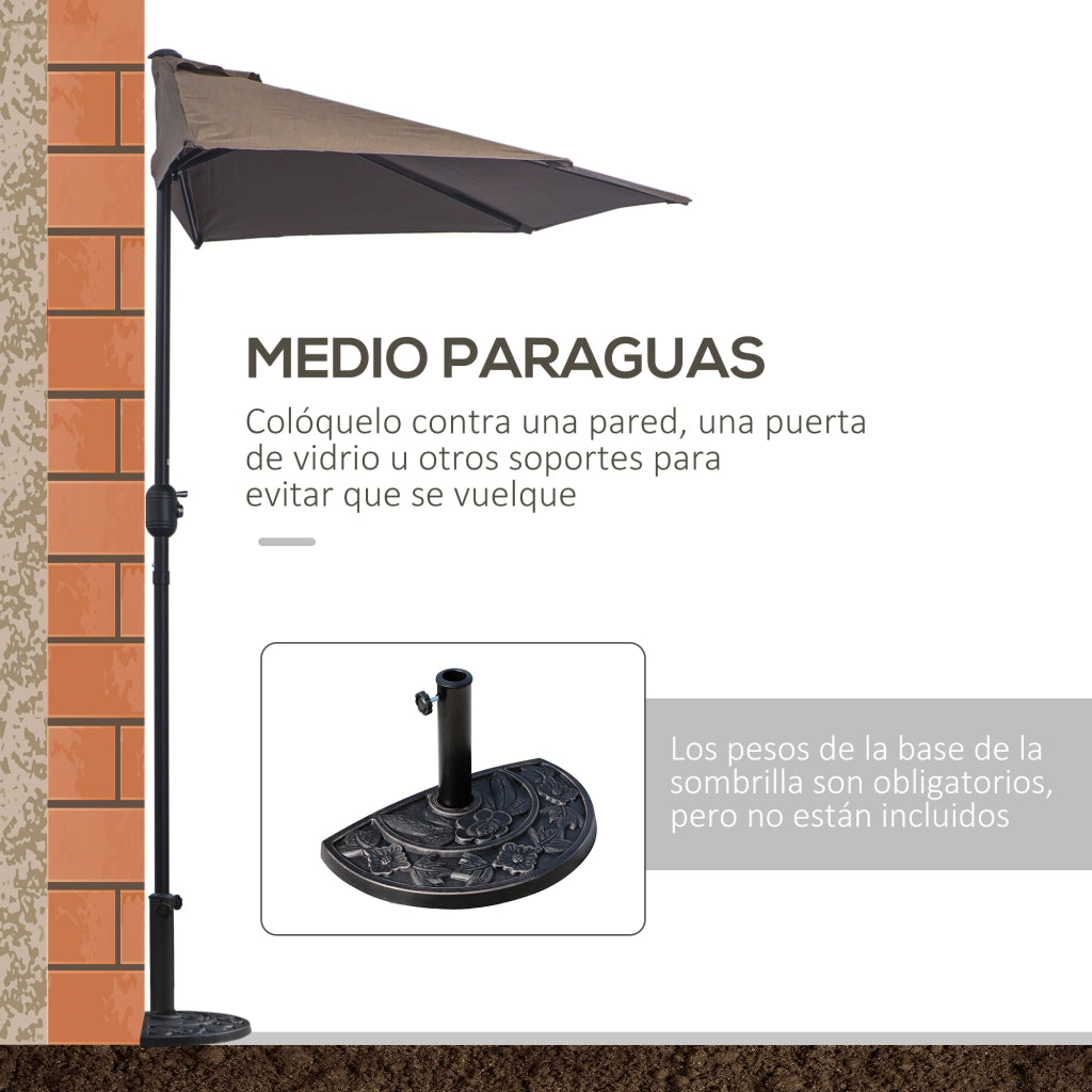 Ombrellone da giardino semicircolare ¨C Zephmum ¨C Grigio 269x138x236 cm