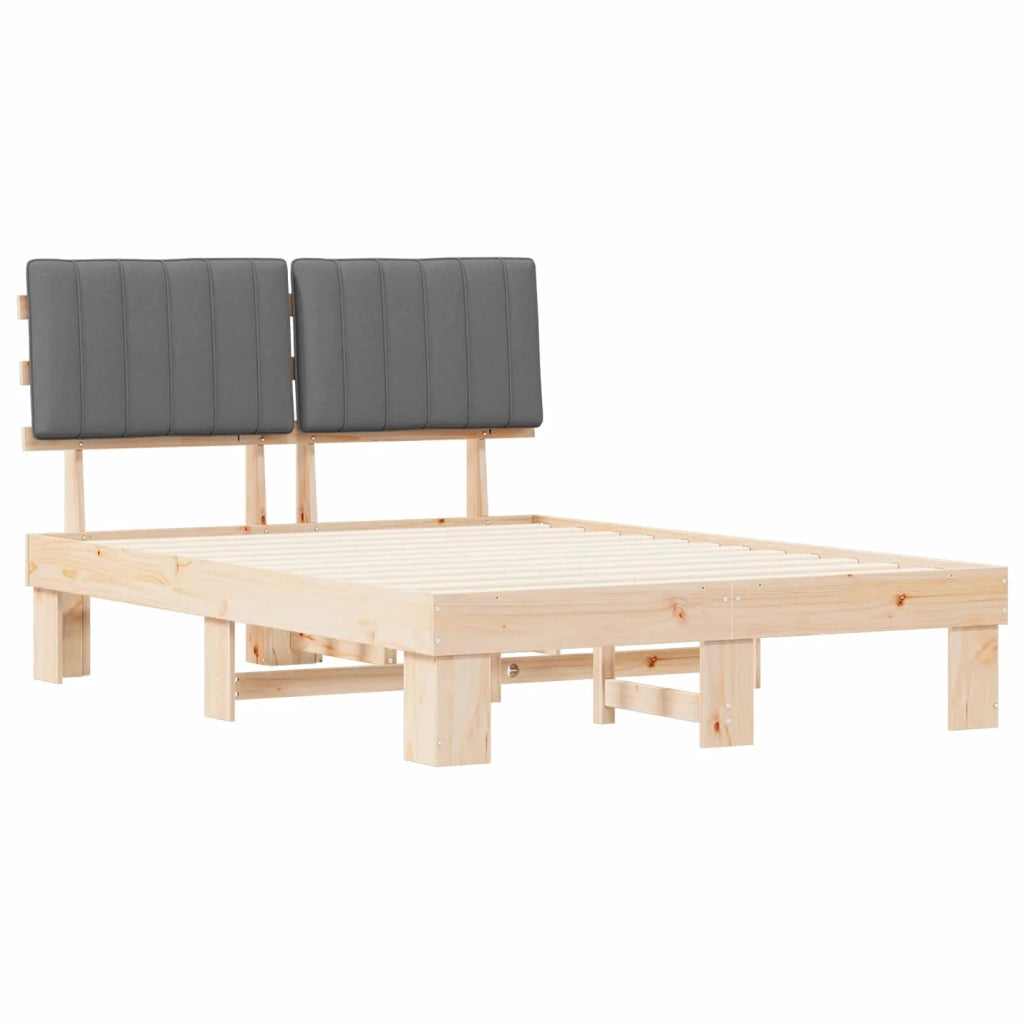 Letto con Testiera Rivestita Grigio chiaro 140 x 200 cm