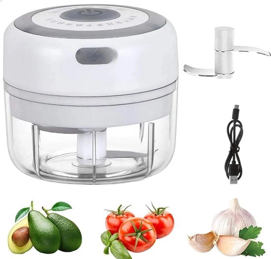 Presa elettrica per aglio, caricatore USB, agitatore portatile per aglio, lama per aglio, agitatore per aglio, macchina per aglio elettrica, 100 ml (bianco)