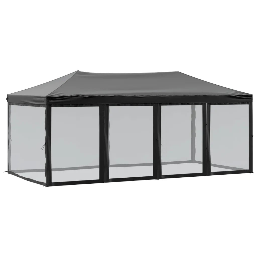 Tenda per Feste Pieghevole con Pareti Laterali-Tenda Gazebo Nero 3x6 m 254099
