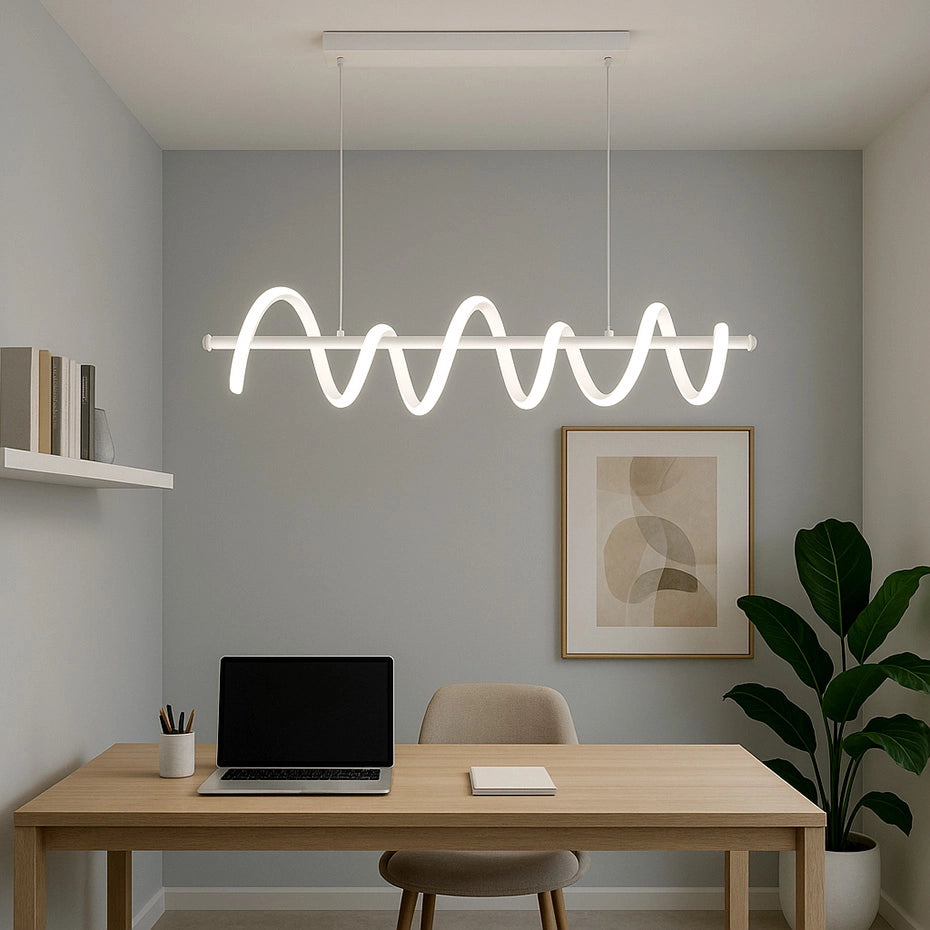 Lampadario a sospensione con luci a led da soffitto stile moderno twister 4800 lumen 60w luce bianca fredda 6500K