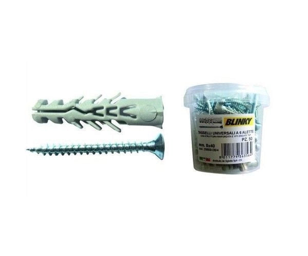 Vigor-Blinky Tasselli 6-Alette Secchio 100 Pezzi con Vite 6mm