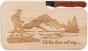 Tavolo da snack in legno con coltello e incisione "Dan ga ik..." | Ideale regalo per escursionisti e appassionati di outdoor