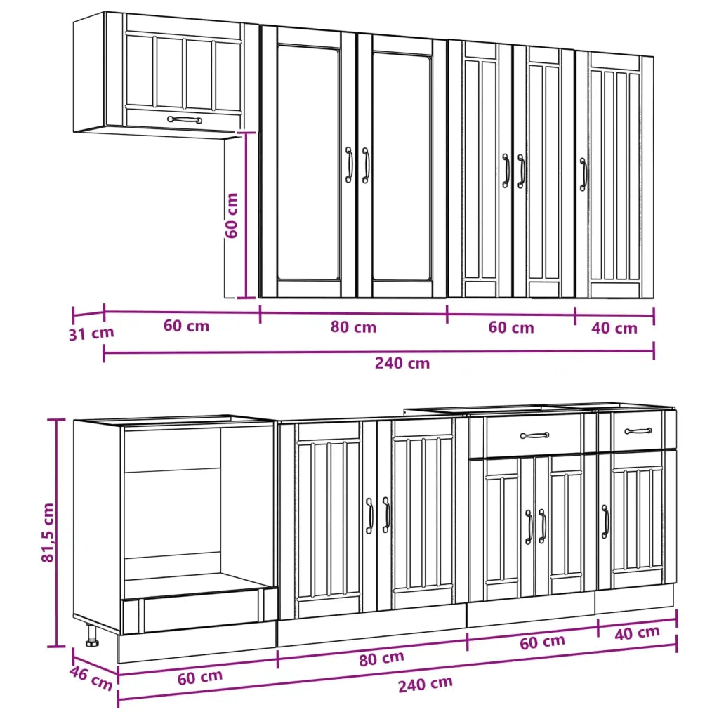Unità Cucina LUCCA 8 pcs Bianco Legno ingegnerizzato 3438153