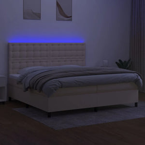 Letto a Molle Materasso e LED bianco 200x200cm in Tessuto 3135226