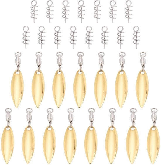 Lamiere di Spinner per Pescare - 15 pezzi - Spinnerbait - Adatto per Pescare la Trota - 24K Oro