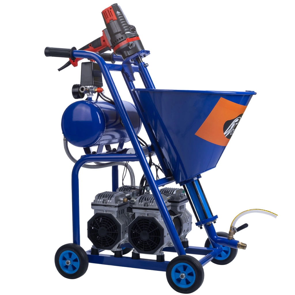 Agitatore per Intonaco Rosfix Blue Dragon BD57 – 5700W, 25L/Min, 22MPA | Doppio Compressore, Serbatoio 25L, Portatile