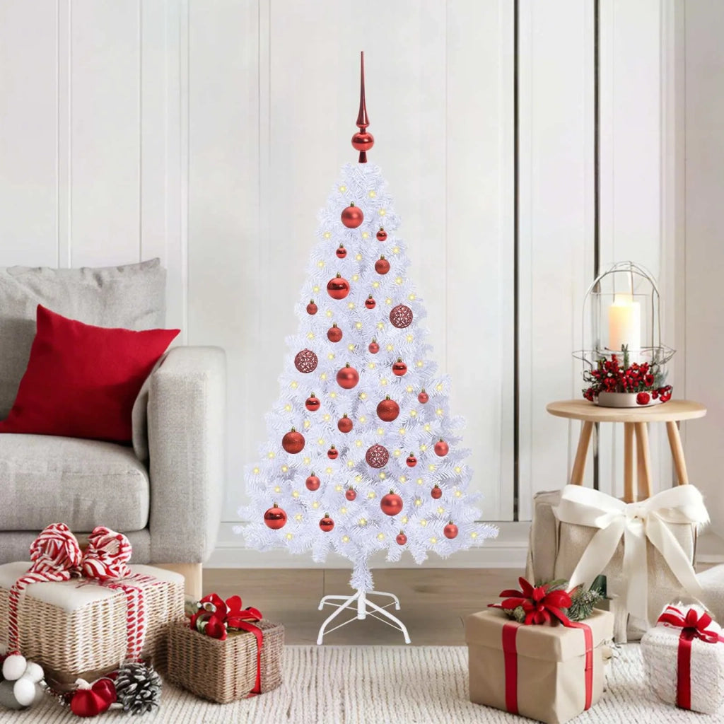 Albero di Natale | Decorazioni natalizie artificiale Bianco 120 cm PVC e Acciaio