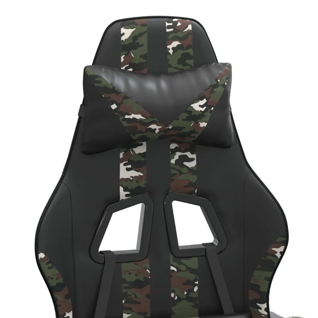 Sedia da Gaming con Poggiapiedi Nero e Mimetico in Similpelle 3143841