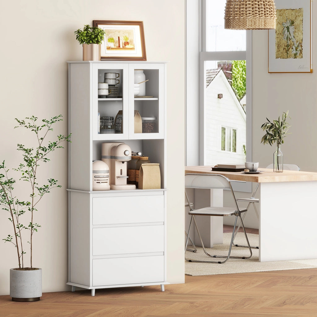 Armadio per cucina con 2 ante 3 cassetti e nicchia centrale ¨C zephmum ¨C bianco 68x38x172 cm