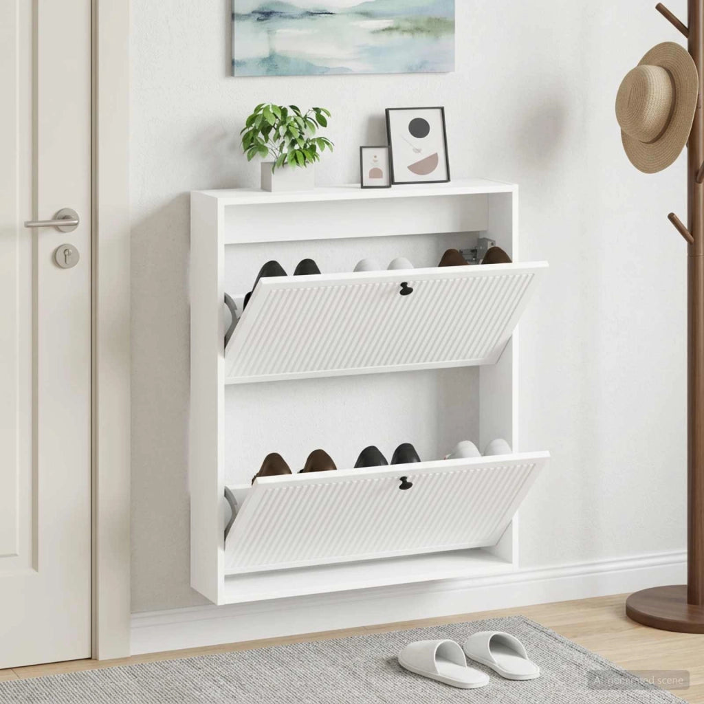Mobiletto per Scarpe da Muro EDE 71 x 17 x 86 cm Bianco 895975