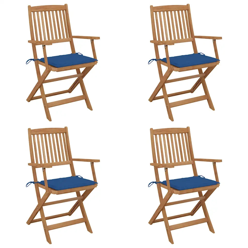 Sedie Pieghevoli 4 pz con Cuscini Massello Acacia 3064627