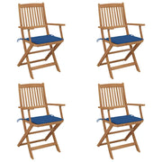 Sedie Pieghevoli 4 pz con Cuscini Massello Acacia 3064627
