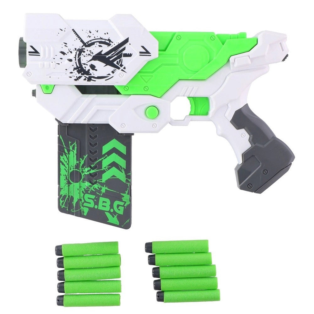 Trade Shop - Pistola Giocattolo Per Bambini 10 Colpi Munizioni In Gomma 27cm Gioco Bambino -