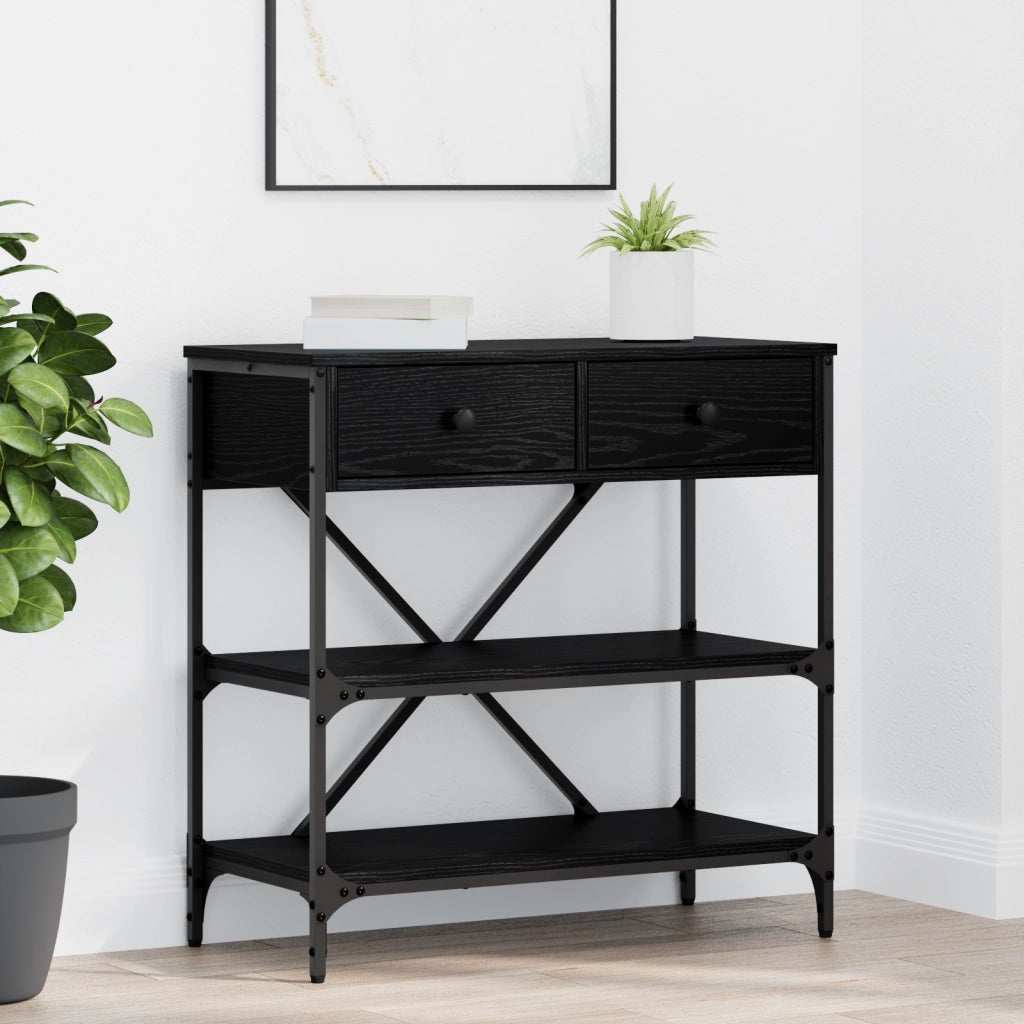 Tavolo Console Rovere Nero 75x34.5x75 cm Legno Compatto