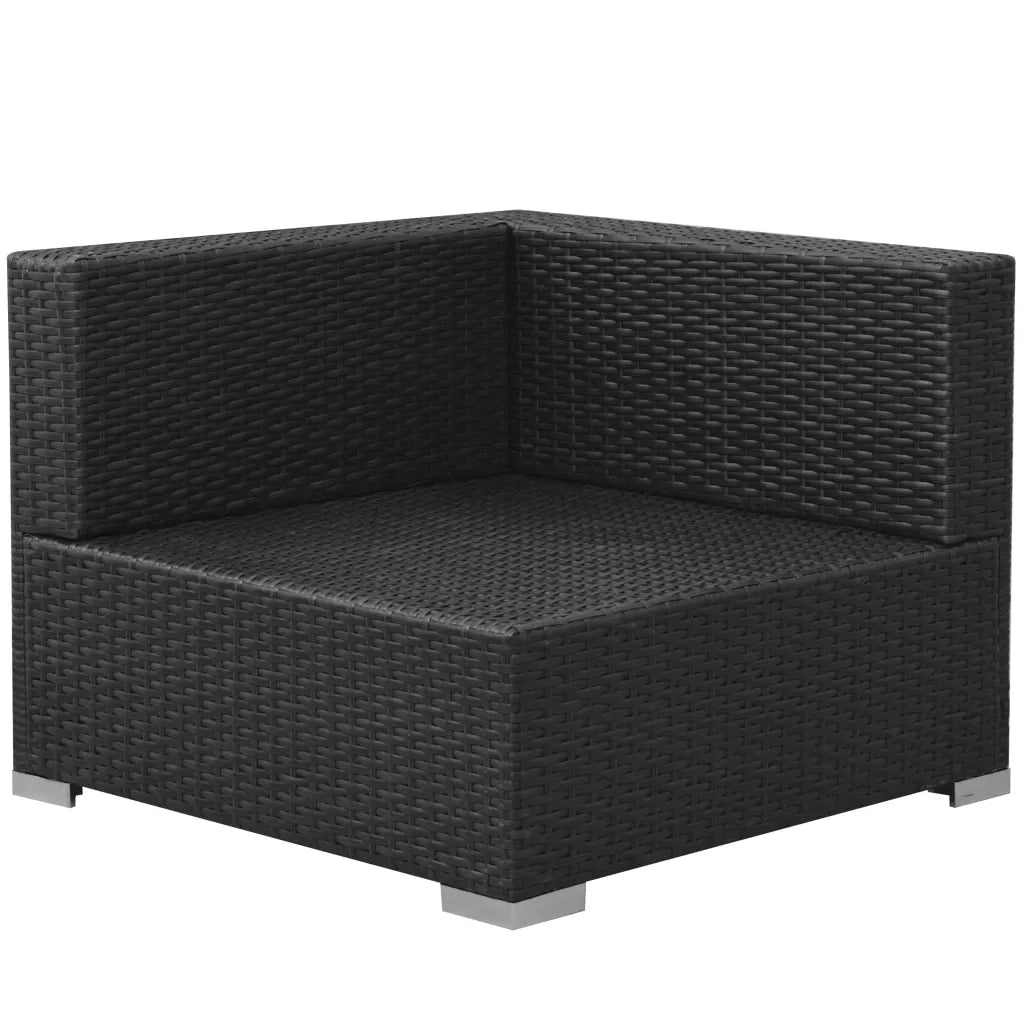 Set Divani da Giardino 3 pz con Cuscini in Polyrattan Nero 42748