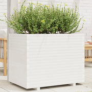 Fioriera da Giardino Bianca 90x60x72,5cm Legno Massello di Pino