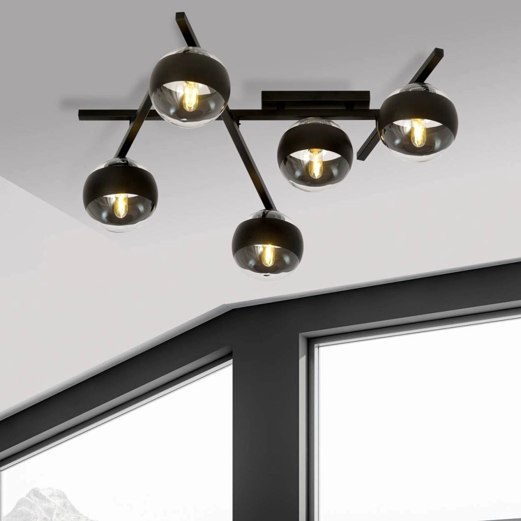 Lampadario Emibig SMART 5 luci E14 nero/trasparente