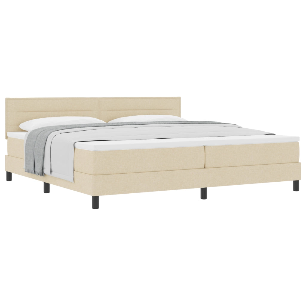Letto Box Spring con Materasso Crema 200x200 cm Tessuto