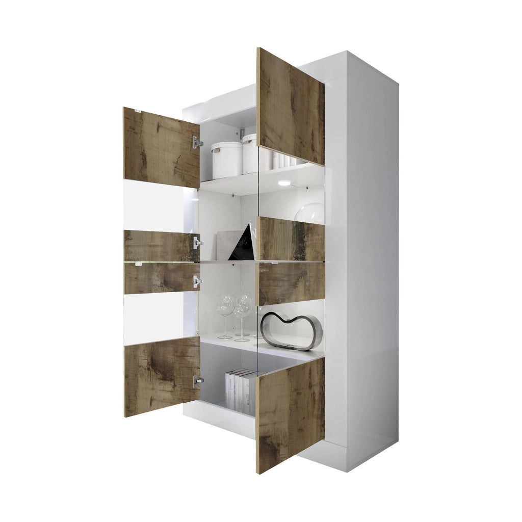 Mobile Espositore Suzzara, Vetrina 2 Ante, 101.4x42x161.2h cm Bianco Lucido