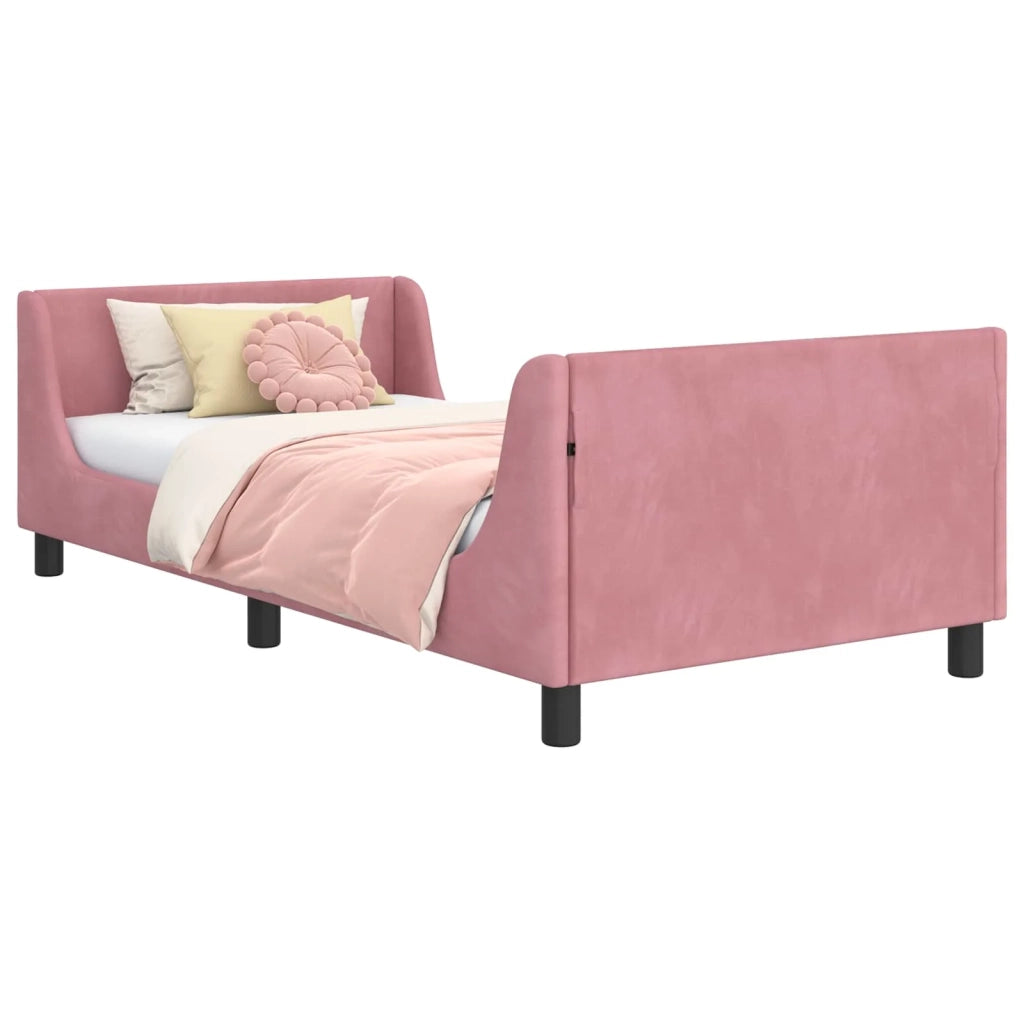 Struttura letto bambini con testata-Giroletto per bambini Rosa 80 x 200 cm Velluto 305159
