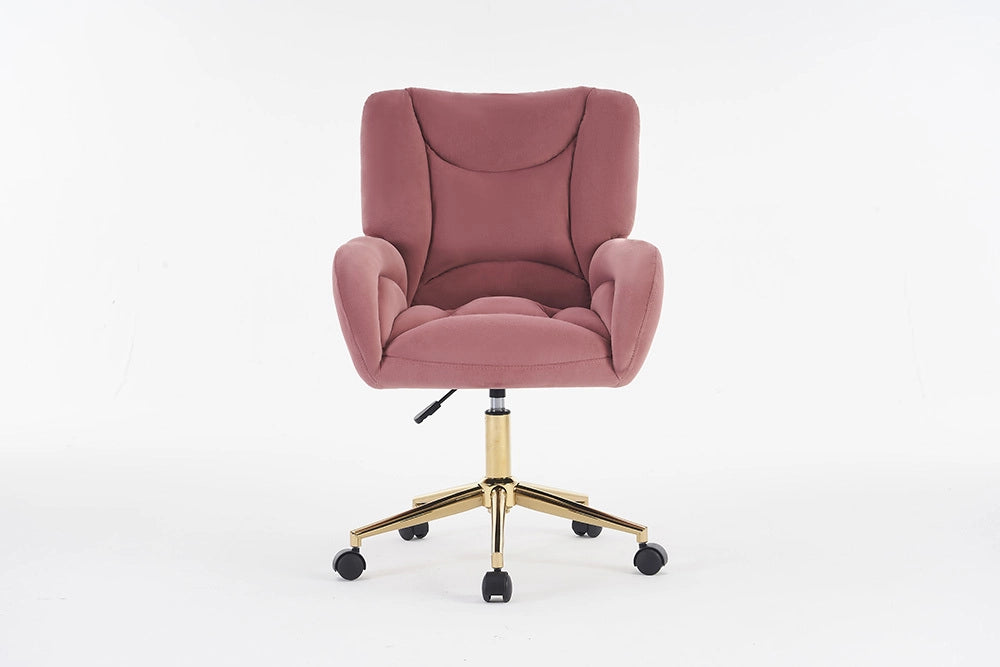 Sedia Ufficio - Xylo - 60??60??110 cm - Velluto Rosa Piedi Dorati