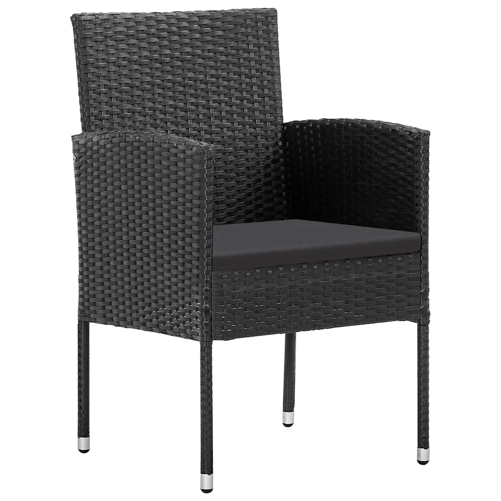 Sedie da Giardino con Cuscini Neri 2 pz Nere in Polyrattan 318706