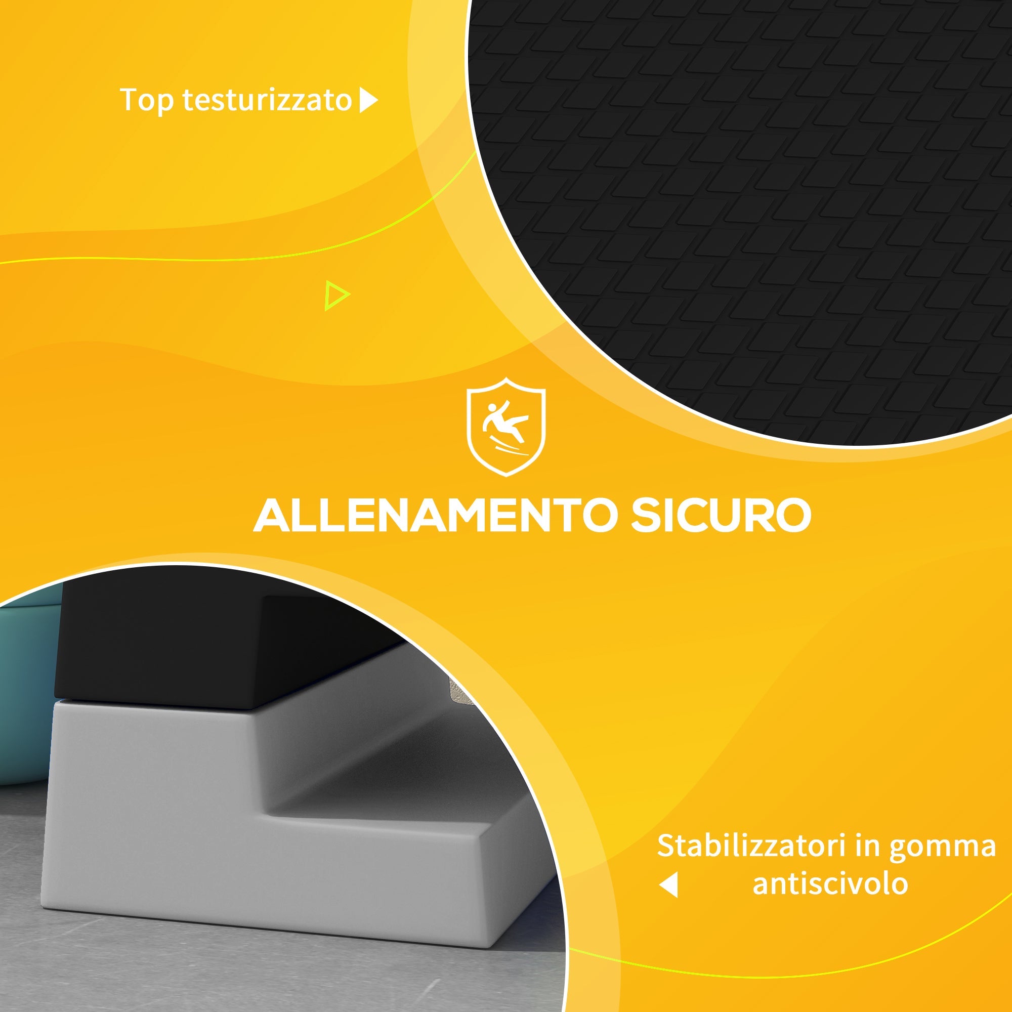 Stepper ad Altezza Regolabile con Gradini Rimovibili e Fondo Antiscivolo 97x36x15/20/25 cm in ABS Grigio