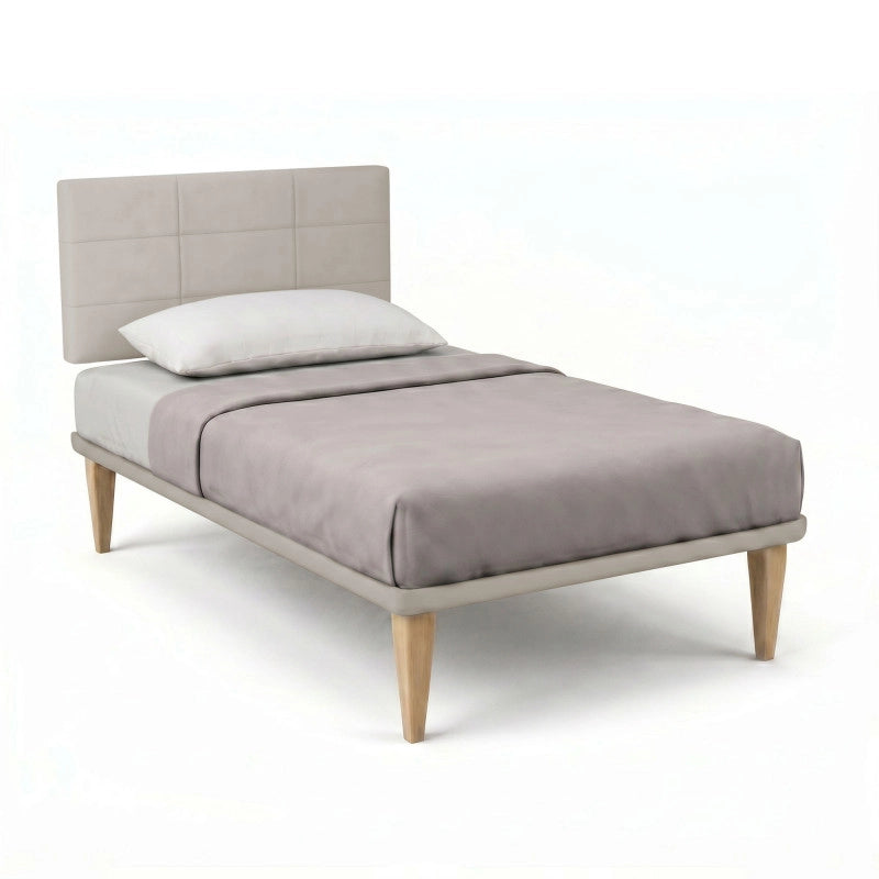 Letto imbottito Singolo 80x200 cm Square - Similpelle,Tortora,Con rete