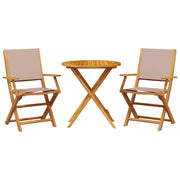 Set da Bistrot 3pz | Set Salotto da Giardino Tortora in Tessuto e Legno Massello