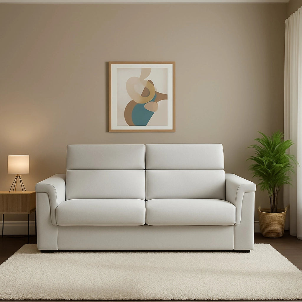 Biscossi, Divano Letto 2 Posti Sfoderabile Made in Italy, 205x95 cm Grigio Chiaro
