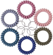 Hanger per chiavi in plastica - 6x Hanger per chiavi retrattili - Impermeabile - Grigio/Erbetta/Lilla chiaro - 5,5x18x2,5 cm - Nastro di fissaggio