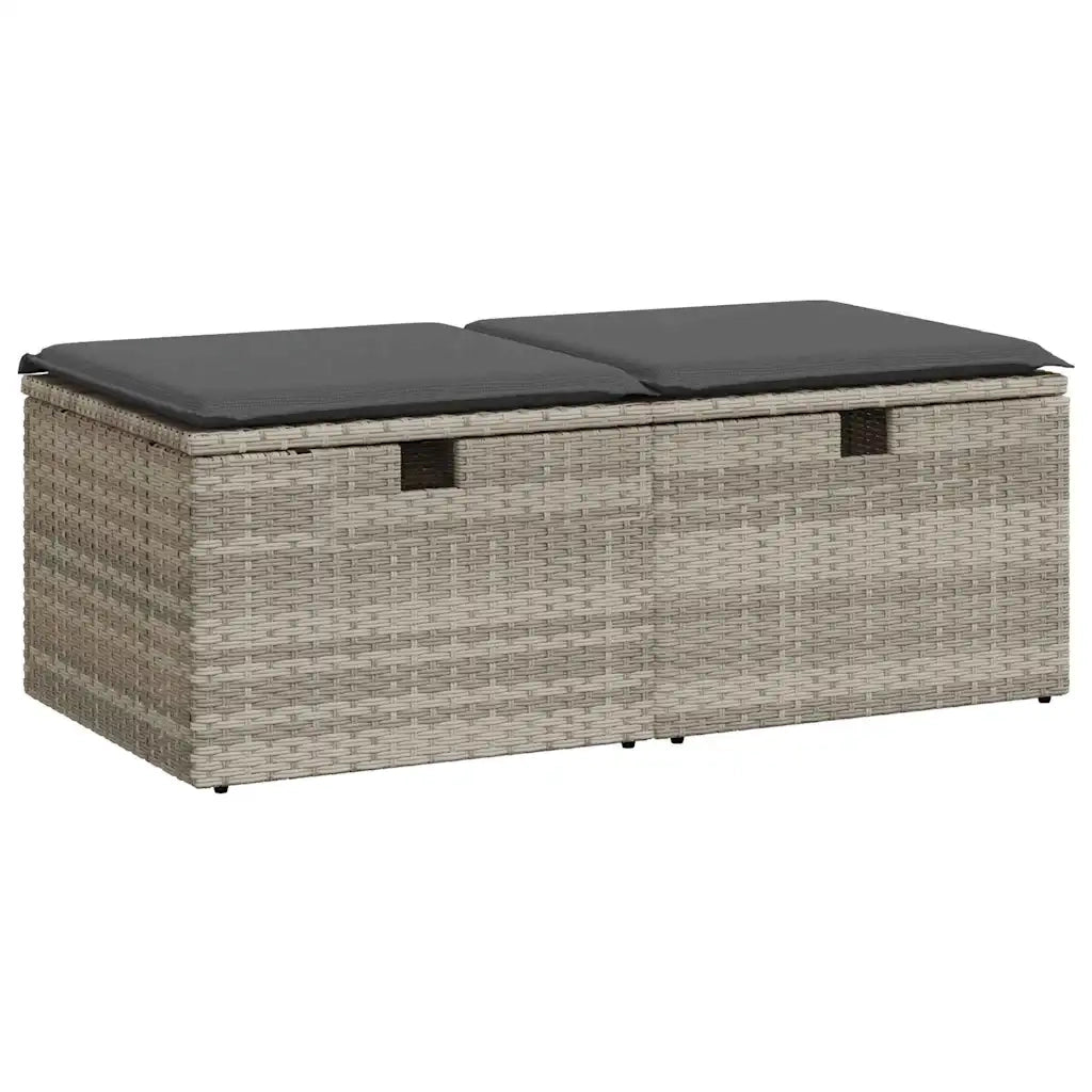 Divano Giardino 2pz con Cuscini-Sofa da Giardino-Divanetto da esterno Grigio Chiaro Polyrattan Acacia 669207